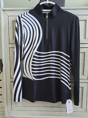 Acegolfs Black & White Long Sleeve Golf Top NWT